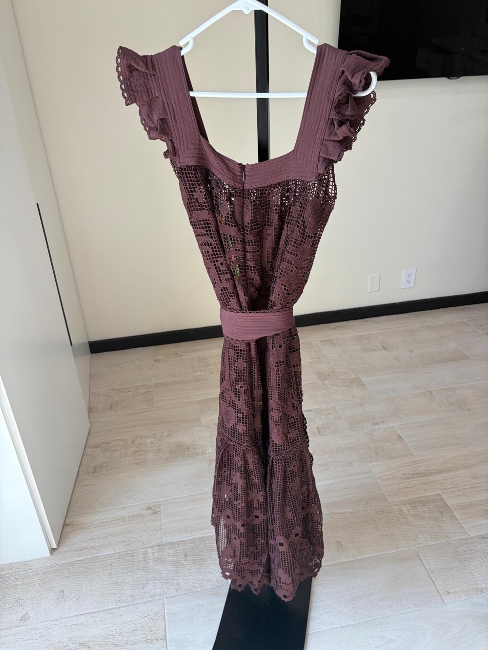 Farm Rio Brown Pineapple Guipure Midi Dress - Picture 8 of 10